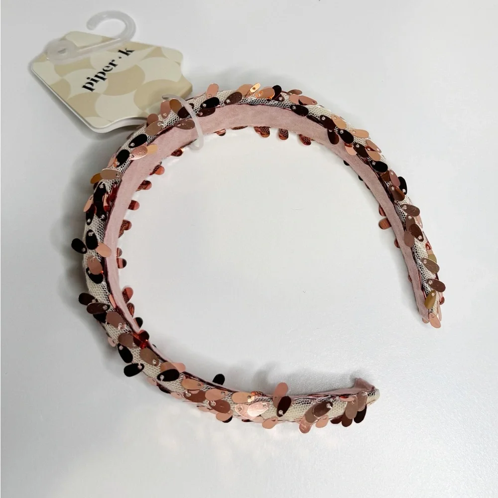 Piper K Rose Gold Sequin Headband NWT Glam Sparkle Bling Hair Accessory